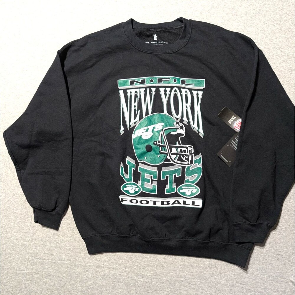 Junk Food Clothing NFL New York Jets Black Mens Large Logo Sweatshirt NY Jets